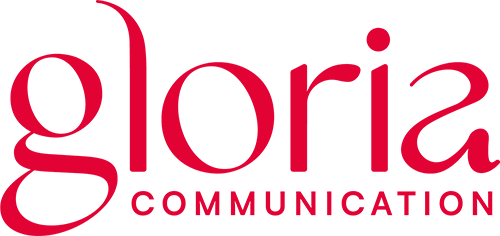 Logo Typographique Gloria Communication Rouge